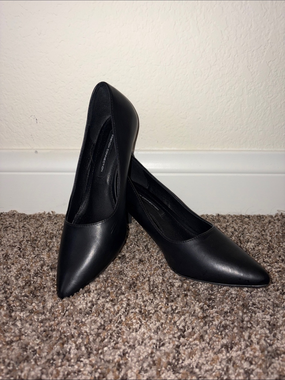 French Connection Black Pointed-Toe Stiletto Heels